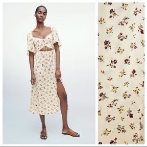 NWT Zara Cream Midi Floral Print Dress